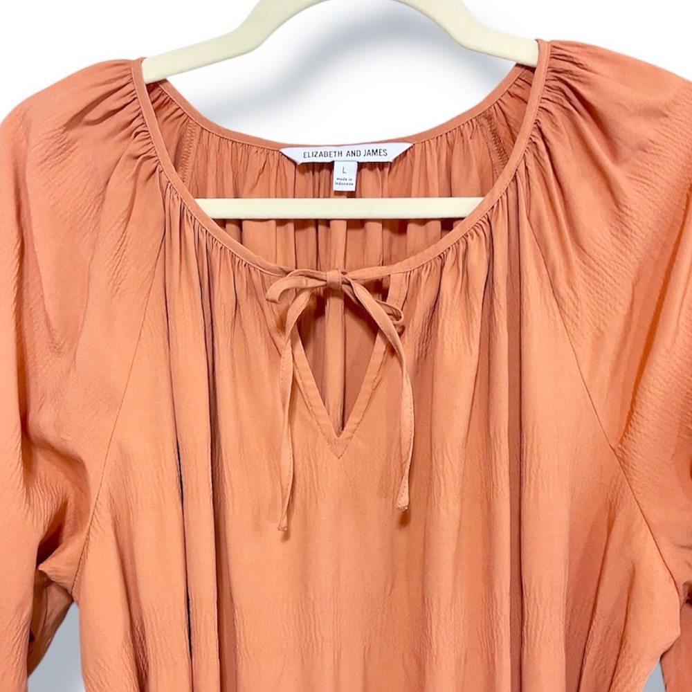 Elizabeth and James Terracotta Peasant Bodice Balloon Sleeves Tiered Maxi Dress - Picture 4 of 8